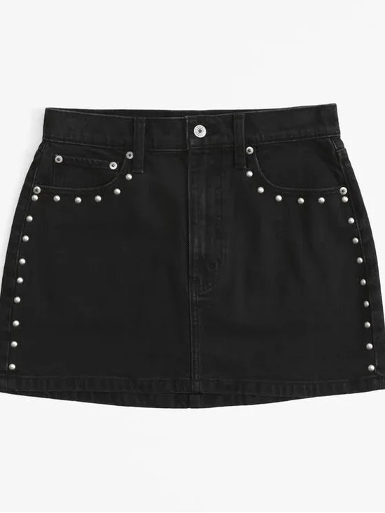 Abercrombie & Fitch Dresses & Skirts - Abercrombie & Fitch Black Denim Mini Skirt with Silver Studs